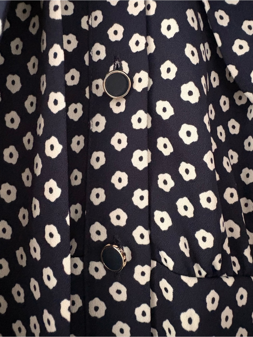 ME + EM  Daisy Print Tie-Neck Dress in Navy